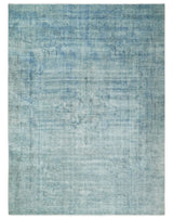 Distressed Vintage 8x11 Blue Modern Oxidized Textured Low Pile Wool Rug