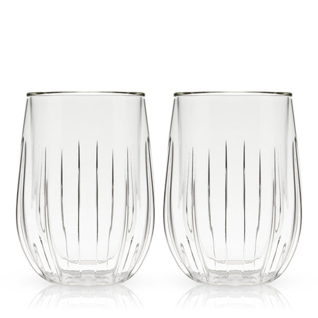 Double-Walled Stemless Wine Glasses Set of 2