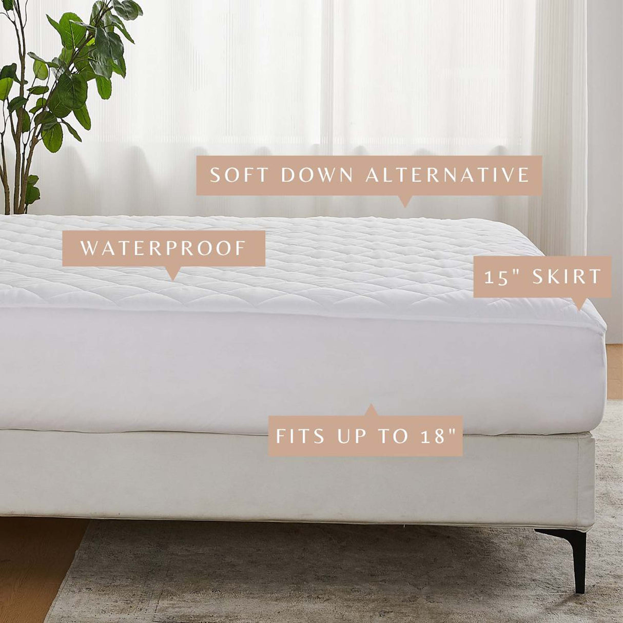 Down Alternative Waterproof Mattress Pad - Eckhart Collection-Mattress Pads-Parc Decor