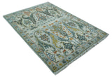 Dragon Custom Made Traditional Design Gray And Ivory Hand Knotted Wool Rug