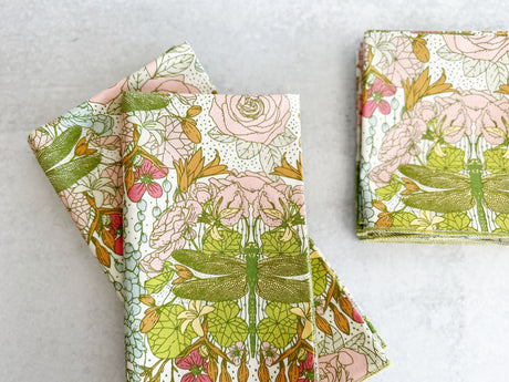 Dragonfly Cloth Napkins, set of four-Cloth Napkins-Parc Decor