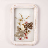 Dried Flowers in Distressed White Wood Frame-Wall Decor-Parc Decor