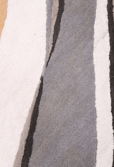 Drifted Ribbon Gray Hand Tufted 5x8 Wool Area Rug