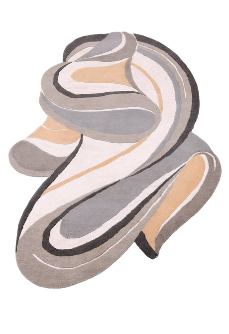 Drifted Ribbon Gray Hand Tufted 5x8 Wool Area Rug