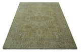 Dune Custom Made Silver, Olive and Peach Hand Knotted Traditional wool Rug