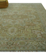 Dune Custom Made Silver, Olive and Peach Hand Knotted Traditional wool Rug