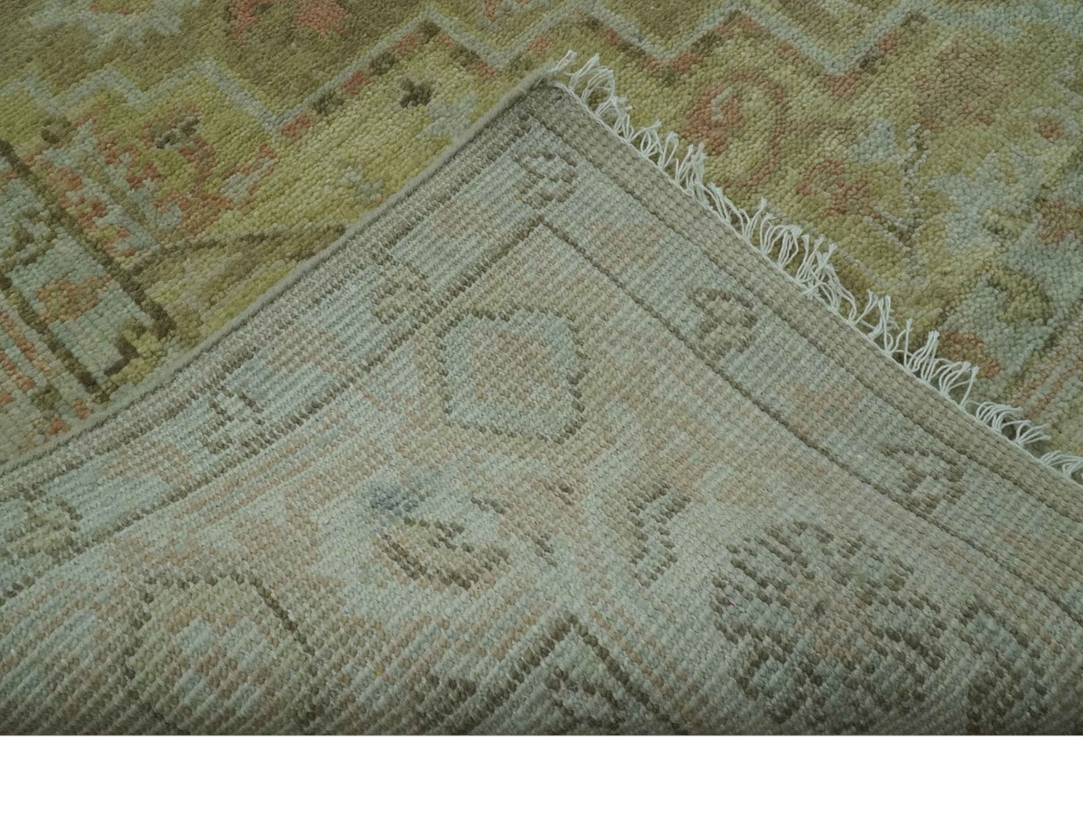 Dune Custom Made Silver, Olive and Peach Hand Knotted Traditional wool Rug