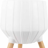 Dunguan White Ribbed Wood Planter-Decor-Parc Decor