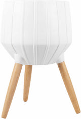 Dunguan White Ribbed Wood Planter-Decor-Parc Decor