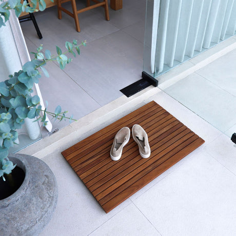 Durango Oiled Teak Shower and Bath Mat with Wide End Slat-Bath Mat-Parc Decor