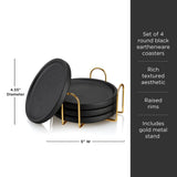 Earthenware Coasters with Stand Set of 4-product_type::coasters-Parc Decor