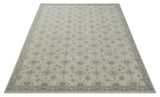 Earthy Contemporary 8x10 Traditional Ivory and Gray Antique Style Hand knotted Wool Area Rug
