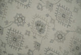 Earthy Contemporary 8x10 Traditional Ivory and Gray Antique Style Hand knotted Wool Area Rug