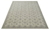 Earthy Contemporary 8x10 Traditional Ivory and Gray Antique Style Hand knotted Wool Area Rug-Area Rug-Parc Decor