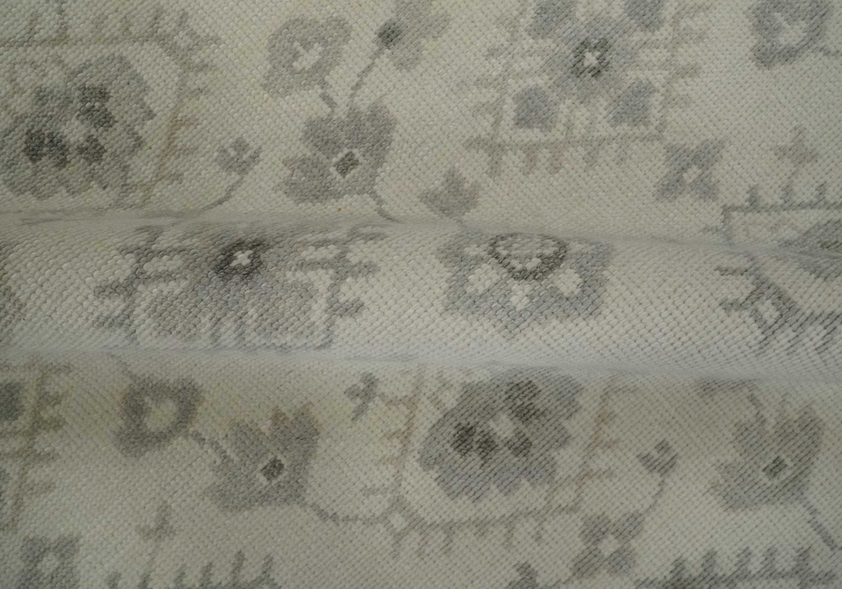 Earthy Contemporary 8x10 Traditional Ivory and Gray Antique Style Hand knotted Wool Area Rug-Area Rug-Parc Decor