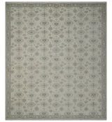 Earthy Contemporary 8x10 Traditional Ivory and Gray Antique Style Hand knotted Wool Area Rug-Area Rug-Parc Decor