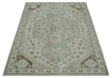 Earthy Ivory, Brown and Gray Hand knotted 8x10 Traditional wool Area Rug-Area Rug-Parc Decor