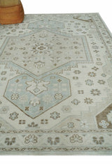 Earthy Ivory, Brown and Gray Hand knotted 8x10 Traditional wool Area Rug-Area Rug-Parc Decor