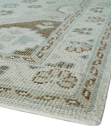 Earthy Ivory, Brown and Gray Hand knotted 8x10 Traditional wool Area Rug-Area Rug-Parc Decor