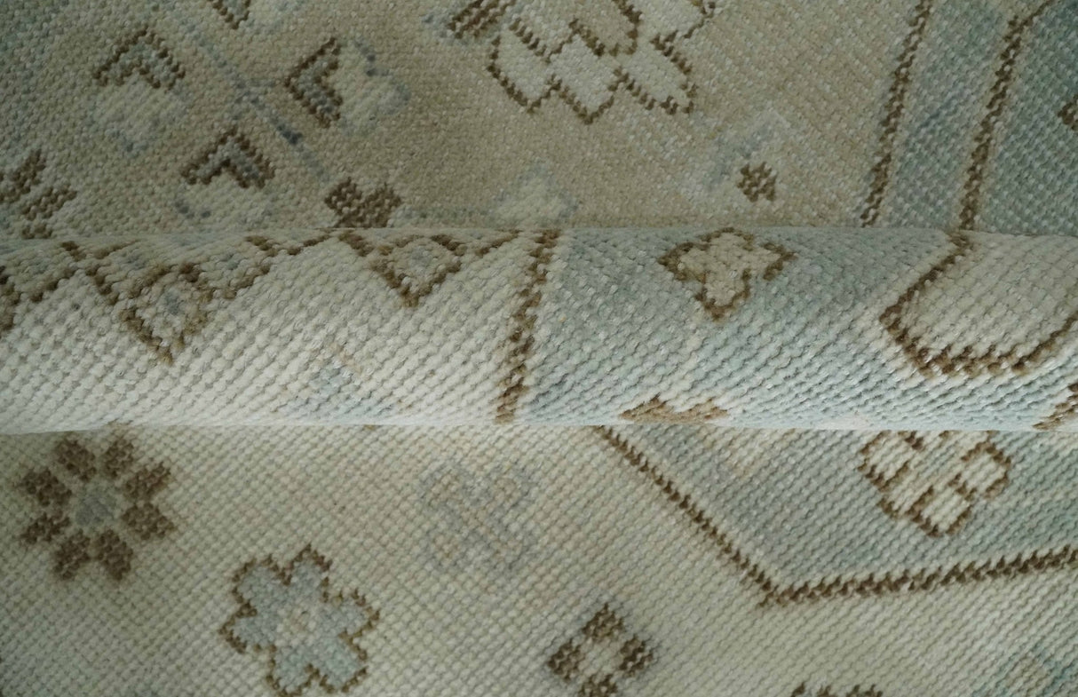 Earthy Ivory, Brown and Gray Hand knotted 8x10 Traditional wool Area Rug-Area Rug-Parc Decor