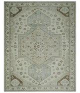 Earthy Ivory, Brown and Gray Hand knotted 8x10 Traditional wool Area Rug-Area Rug-Parc Decor
