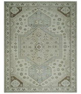 Earthy Ivory, Brown and Gray Hand knotted 8x10 Traditional wool Area Rug