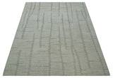 Earthy Modern Stripes Design Custom Made Ivory, Silver and Gray Hand Tufted Rug