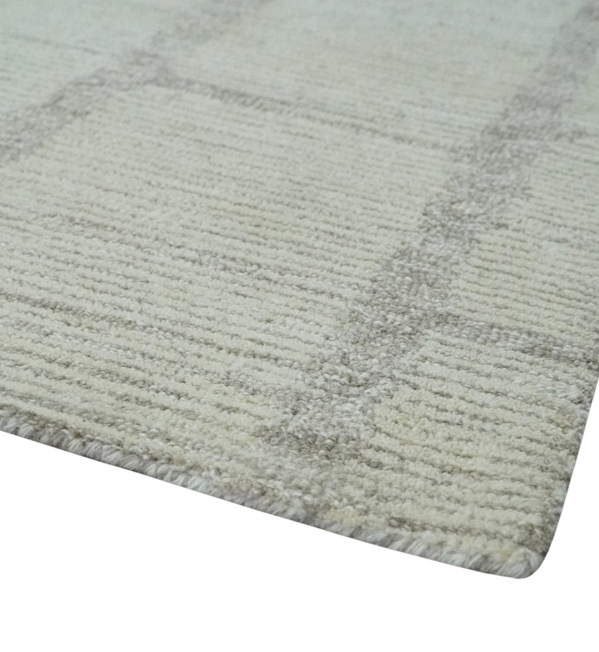 Earthy Modern Stripes Design Custom Made Ivory, Silver and Gray Hand Tufted Rug-Area Rug-Parc Decor