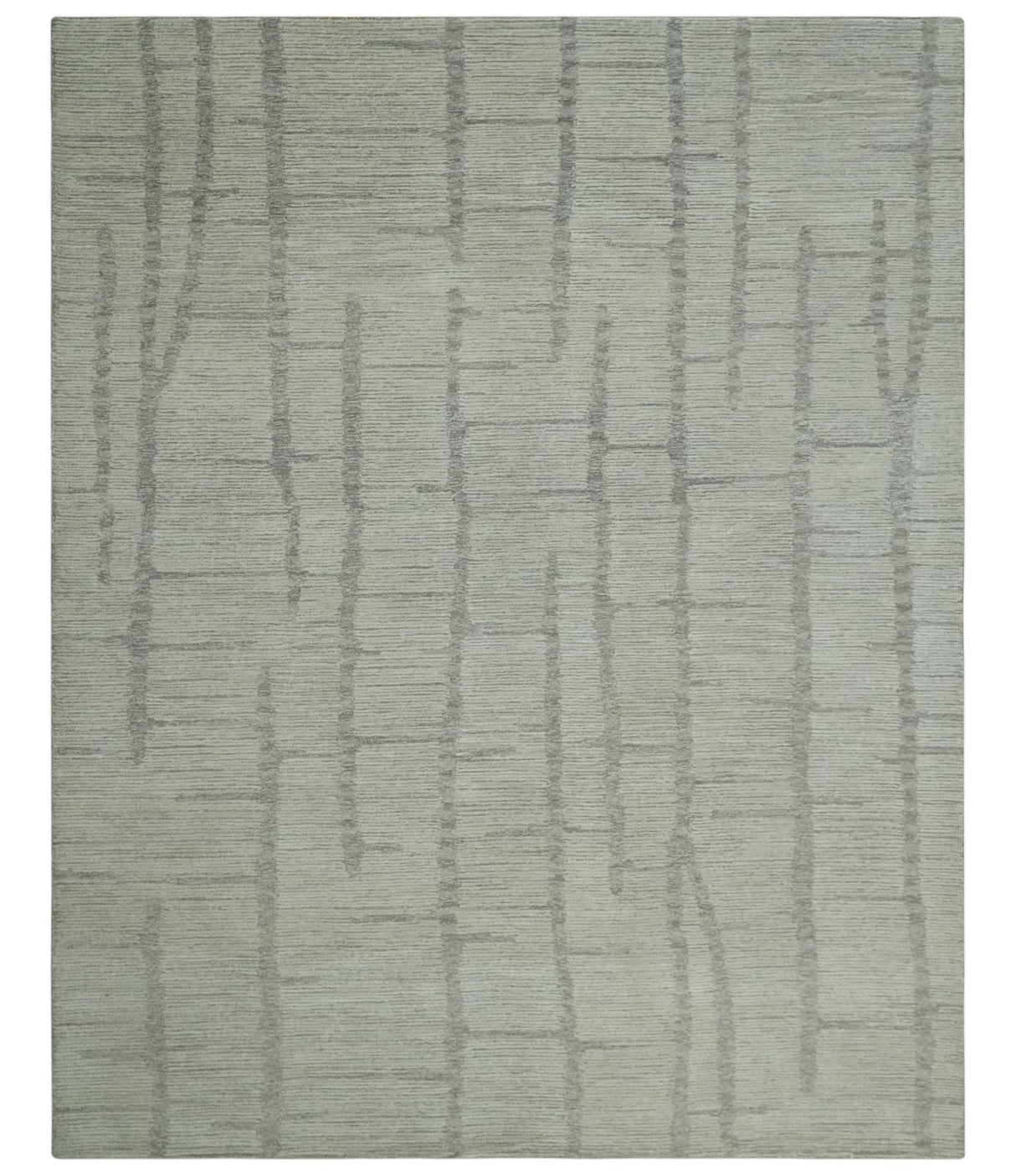 Earthy Modern Stripes Design Custom Made Ivory, Silver and Gray Hand Tufted Rug-Area Rug-Parc Decor