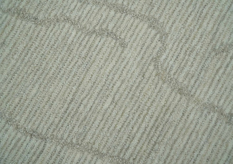 Earthy Neutral Custom Made Hand Tufted Multi Size Woolen Modern Ivory and Beige Area Rug