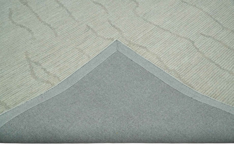 Earthy Neutral Custom Made Hand Tufted Multi Size Woolen Modern Ivory and Beige Area Rug