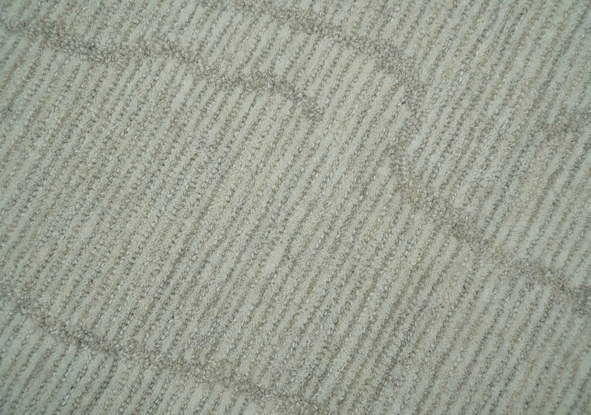 Earthy Neutral Custom Made Hand Tufted Multi Size Woolen Modern Ivory and Beige Area Rug-Area Rug-Parc Decor