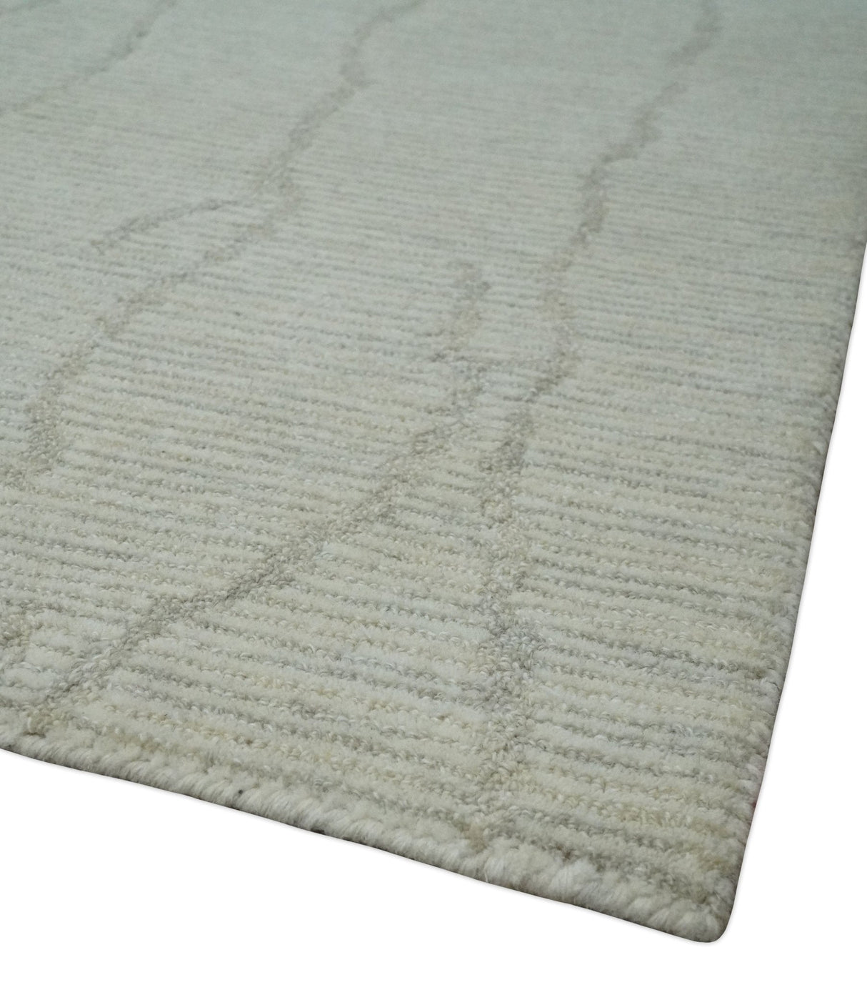 Earthy Neutral Custom Made Hand Tufted Multi Size Woolen Modern Ivory and Beige Area Rug-Area Rug-Parc Decor