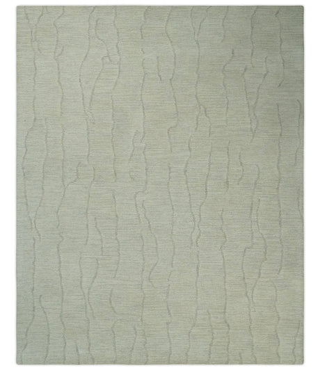 Earthy Neutral Custom Made Hand Tufted Multi Size Woolen Modern Ivory and Beige Area Rug