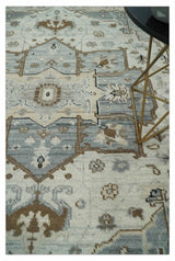 Earthy Neutral Custom Made Ivory, Beige and Silver Traditional Hand Knotted Wool Area Rug