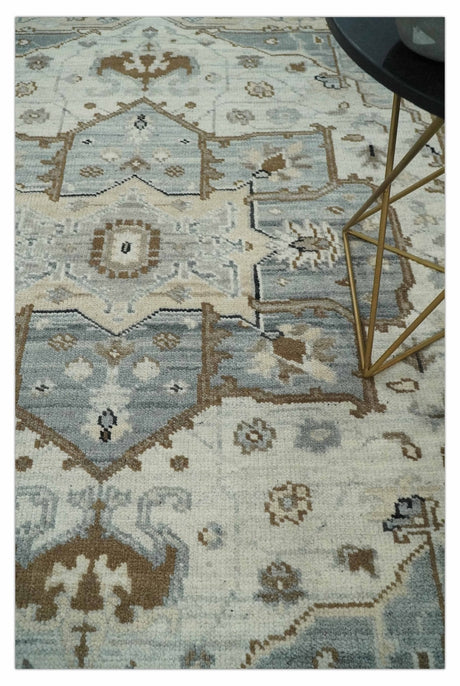 Earthy Neutral Custom Made Ivory, Beige and Silver Traditional Hand Knotted Wool Area Rug