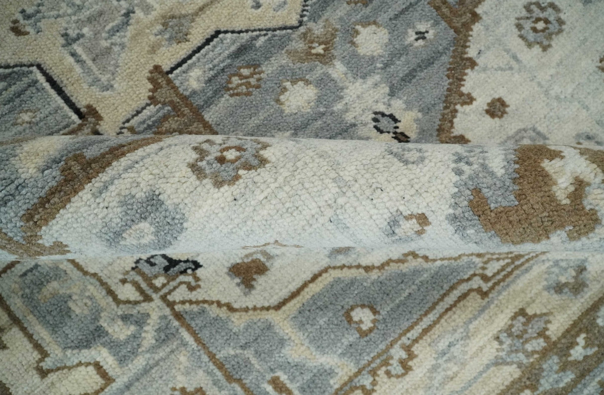 Earthy Neutral Custom Made Ivory, Beige and Silver Traditional Hand Knotted Wool Area Rug