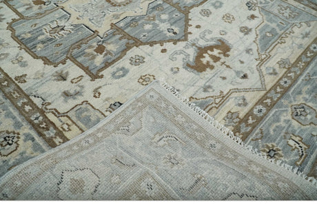 Earthy Neutral Custom Made Ivory, Beige and Silver Traditional Hand Knotted Wool Area Rug