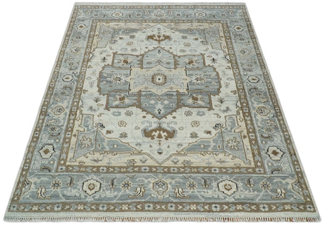 Earthy Neutral Custom Made Ivory, Beige and Silver Traditional Hand Knotted Wool Area Rug