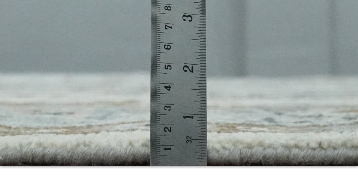 Earthy Neutral Custom Made Ivory, Beige and Silver Traditional Hand Knotted Wool Area Rug-Area Rug-Parc Decor