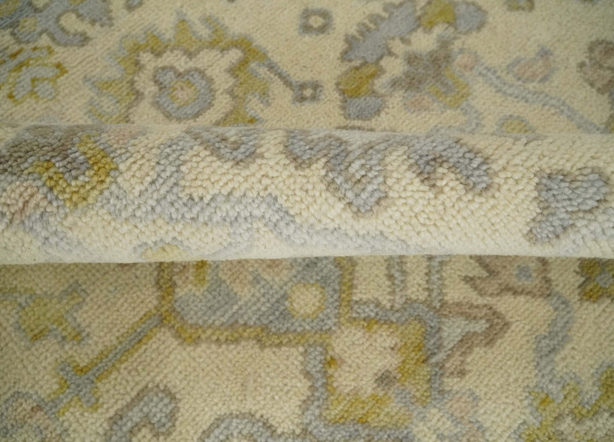 Earthy Neutral Traditional Beige and Silver Antique Style Hand knotted Wool Area Rug, Kids, Living Room and Bedroom Rug-Area Rug-Parc Decor