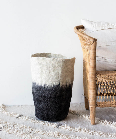 Eclipse Black & White Wool Floor Vase