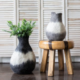 Eclipse Charcoal and Ivory Wool Gourd Basket-Baskets-Parc Decor
