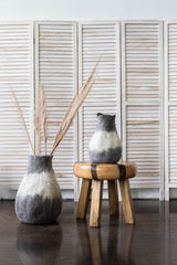 Eclipse Charcoal and Ivory Wool Gourd Basket-Baskets-Parc Decor