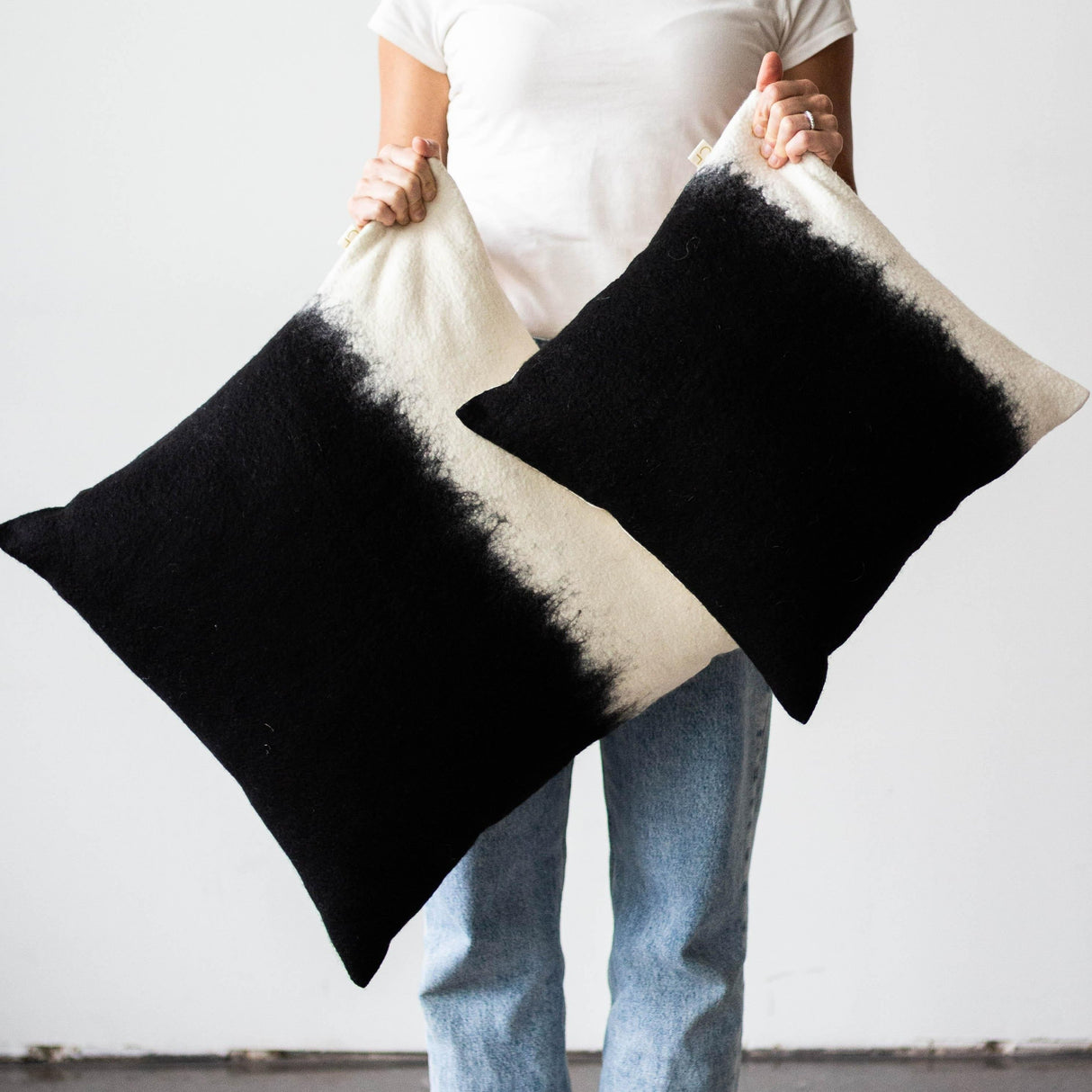 Eclipse Dip-Dyed Organic Wool Throw Pillow-Pillows-Parc Decor