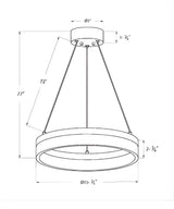 Edge-Lit 16"W 1-Light Round LED Ribbon Chandelier Light Fixture Brushed Nickel Finish