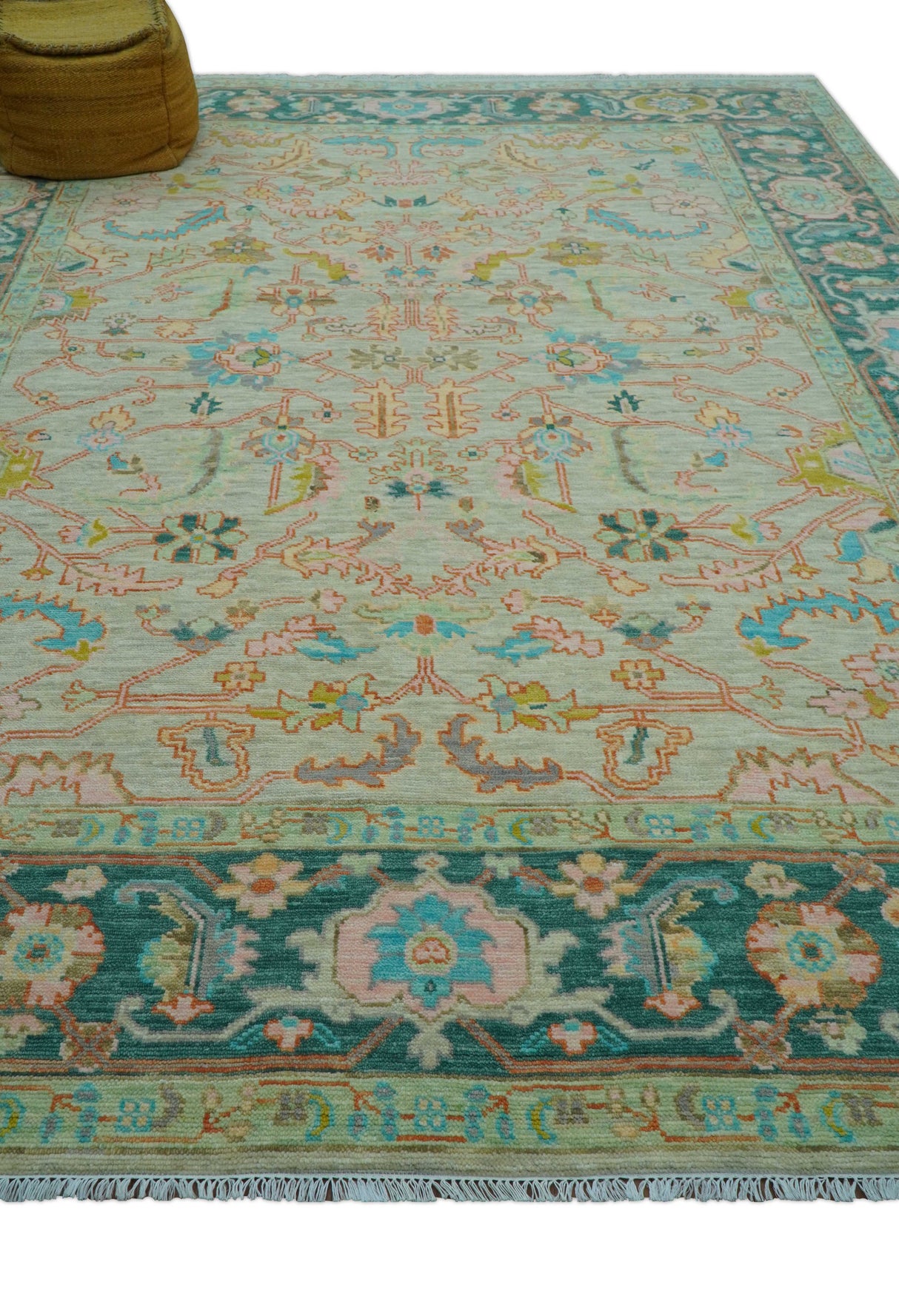Elaine Custom Made Beige Traditional Design Hand Knotted Wool Rug