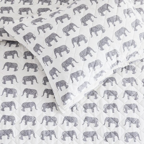 Elephants Cotton Flannel Quilt Set-Quilt-Parc Decor
