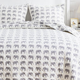 Elephants Cotton Flannel Quilt Set-Quilt-Parc Decor