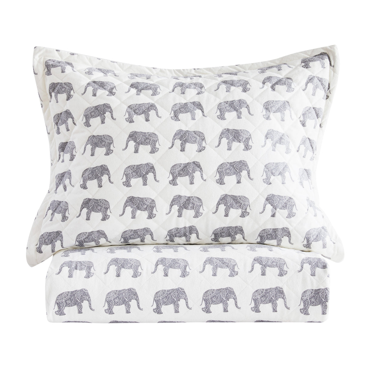 Elephants Cotton Flannel Quilt Set-Quilt-Parc Decor